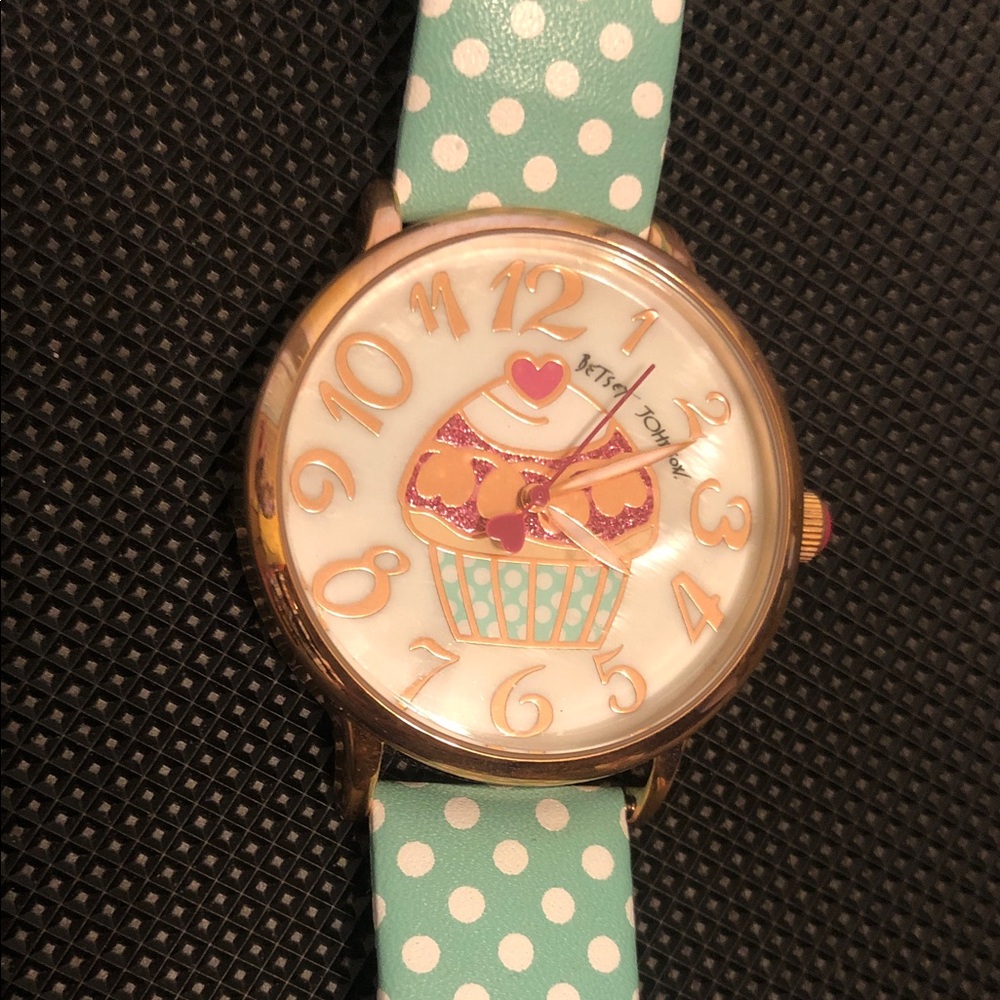 Betsey Johnson Cupcake Mint Polka Dot Watch New With Tags Never Worn